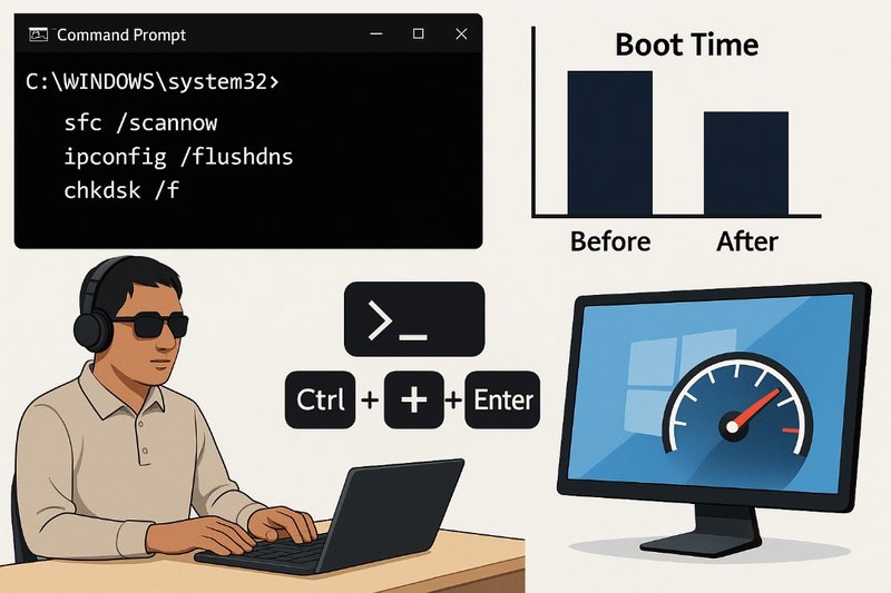 Step by step guide on how to speed up your PC using a build in tool called CMD or command prompts.